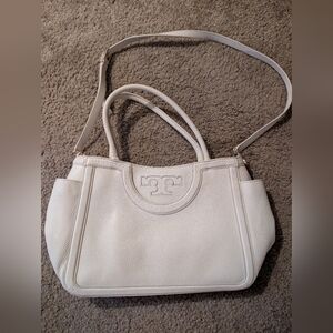 Tory Burch White Pebbled Leather Tote